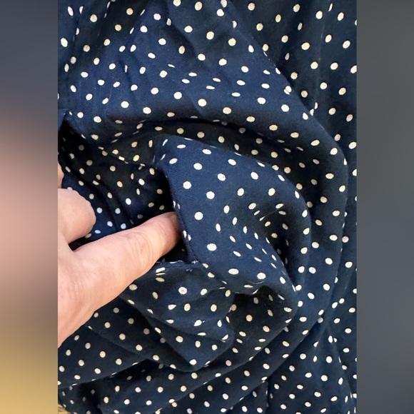 American Eagle navy blue polka dot jumper shorts button front SZ L - Picture 5 of 6
